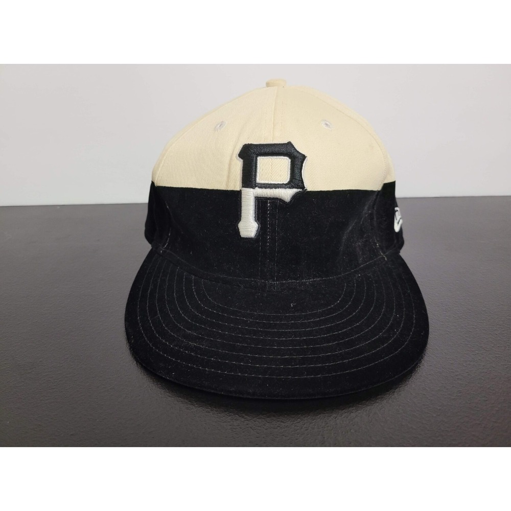 Pittsburgh Pirates Hat Cap Mens 7‎ Fitted White Black Side Split MLB Baseball